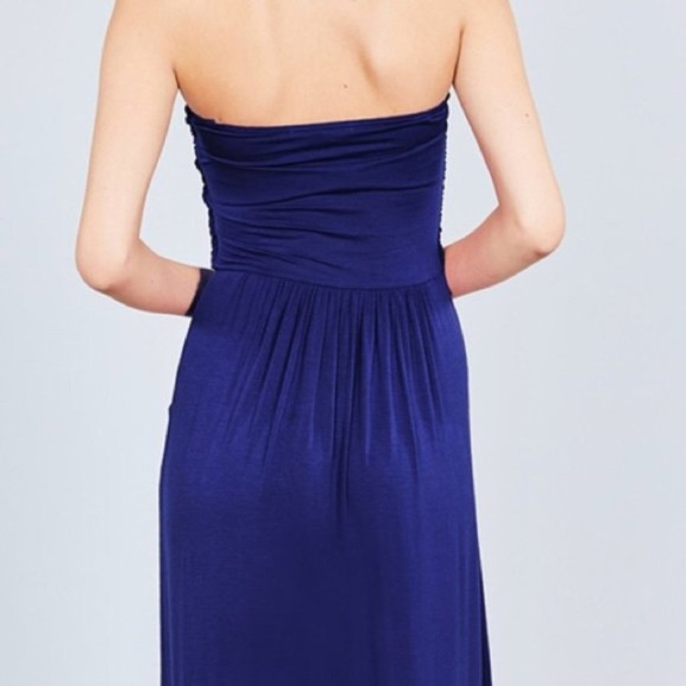 Olive Green Strapless Tube Maxi Dress Size L - Picture 6 of 6